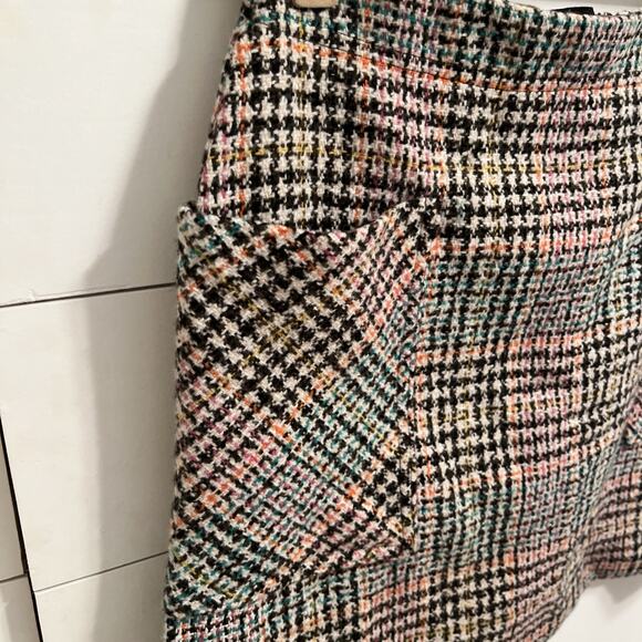 Anthropologie Maeve Bijou Plaid Tweed Knit Mini Skirt Size 4P - Picture 3 of 12